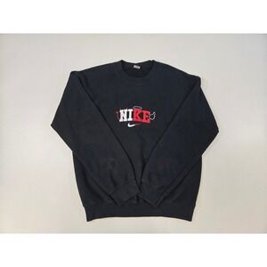 Nike Vintage Embroidered Angel Devil Graphic Crewneck Sweatshirt Black Mens XS